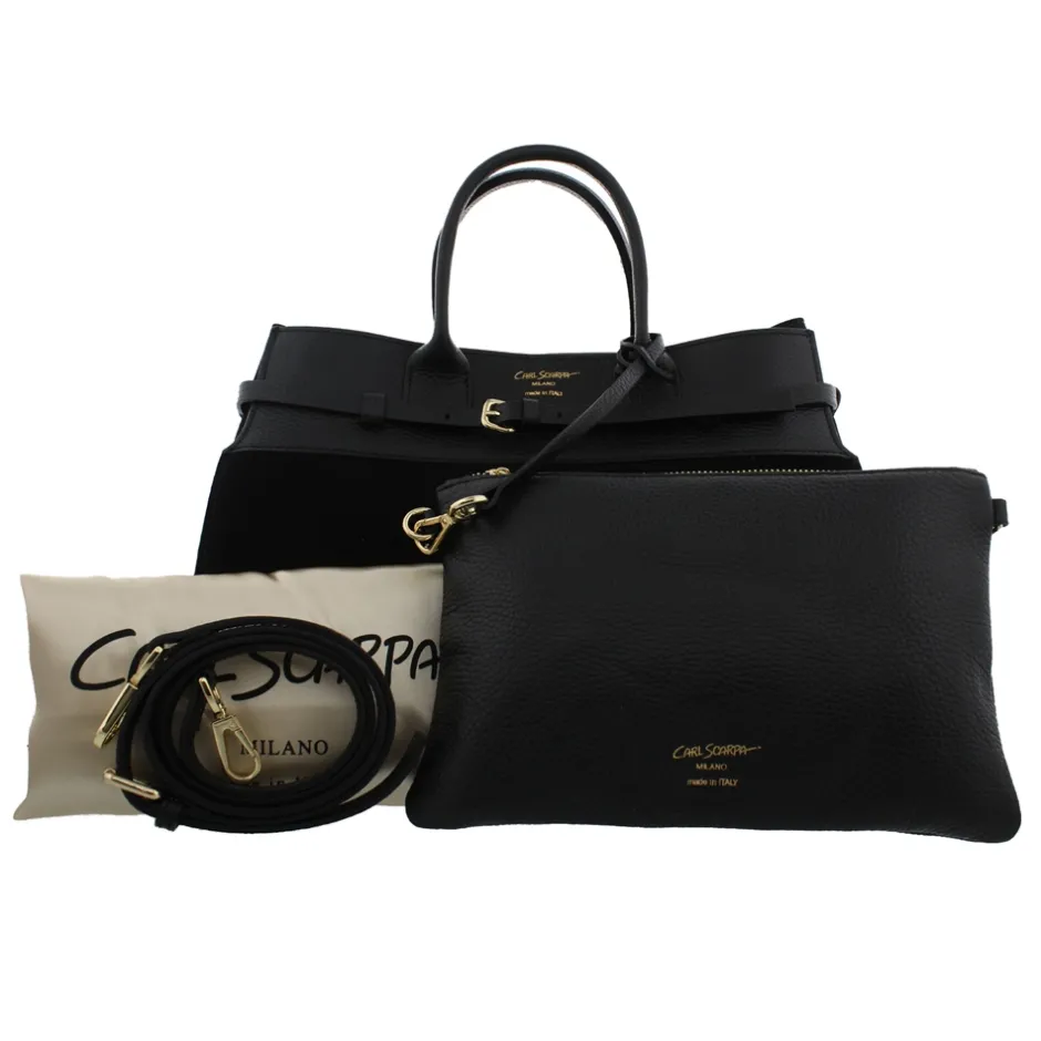 Obarini Black Italian Suede Box Bag<Carl Scarpa Shop