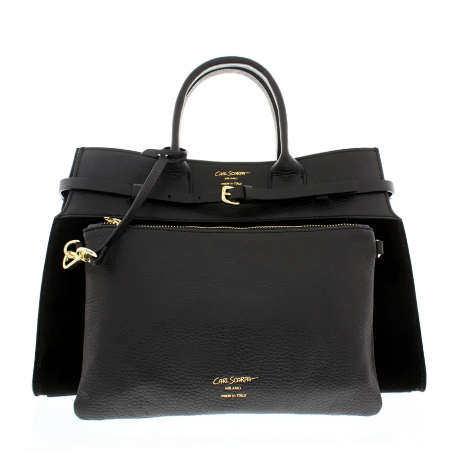 Obarini Black Italian Suede Box Bag<Carl Scarpa Shop