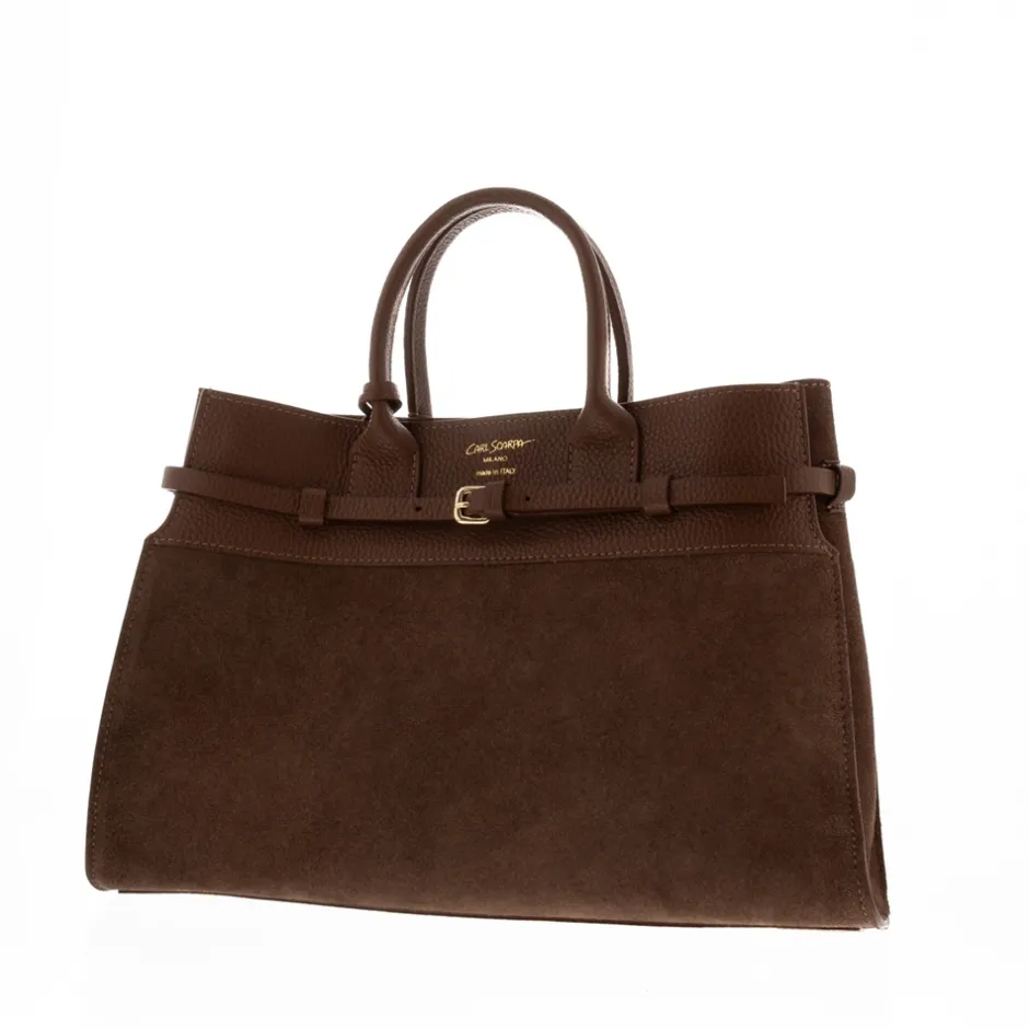 Obarini Tan Italian Suede Box Bag<Carl Scarpa Discount