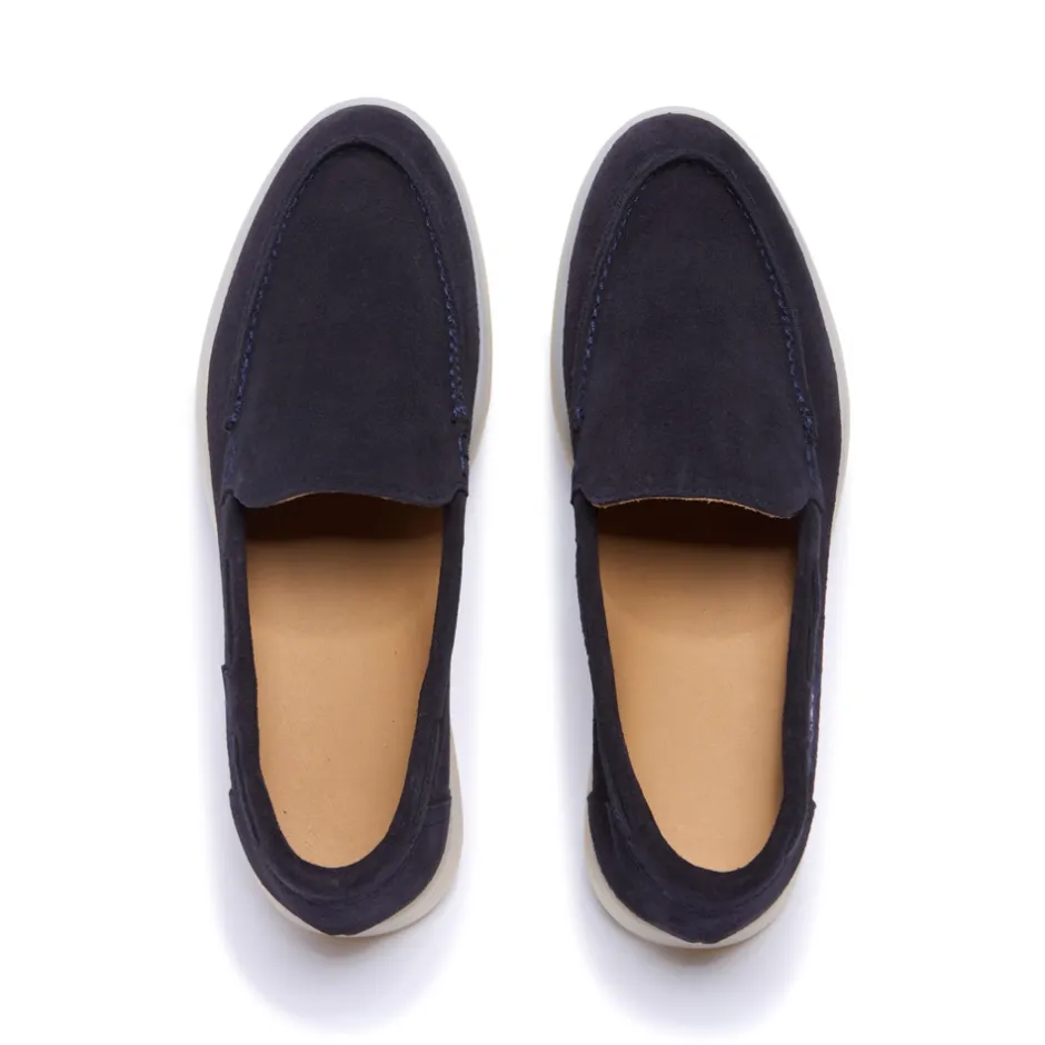 Omilie Navy Suede Slip-On Loafers<Carl Scarpa Cheap