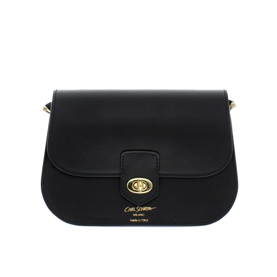Orsina Black Italian Leather Shoulder Bag<Carl Scarpa Cheap