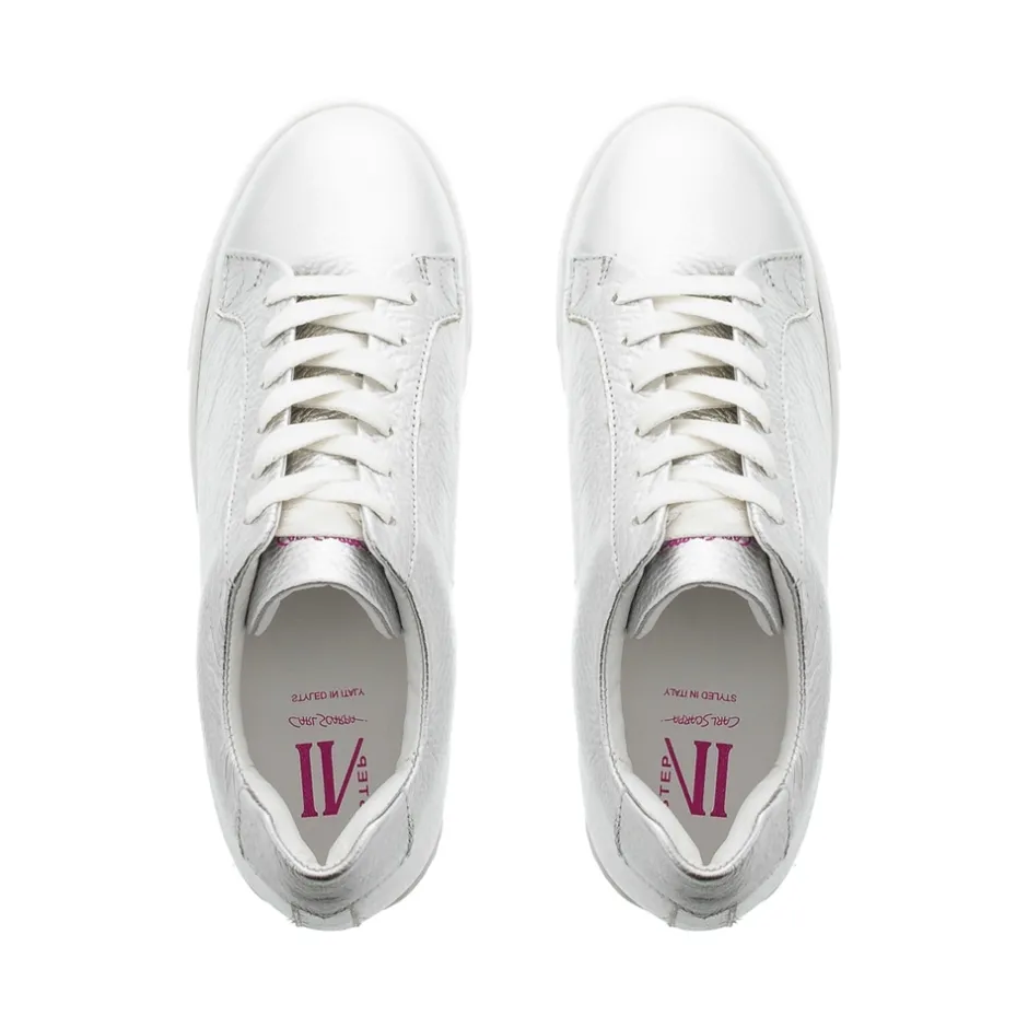 Padova Silver Leather Platform Trainers<Carl Scarpa Best Sale