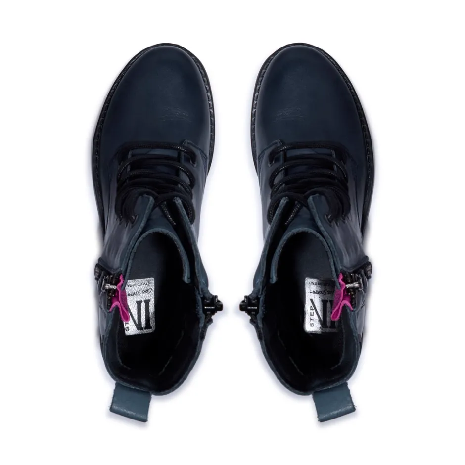 Paulette Navy Pink Leather Ankle Boots<Carl Scarpa Clearance