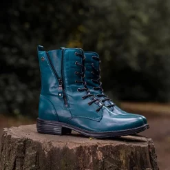 Paulette Teal Lace-Up Ankle Boots<Carl Scarpa Shop