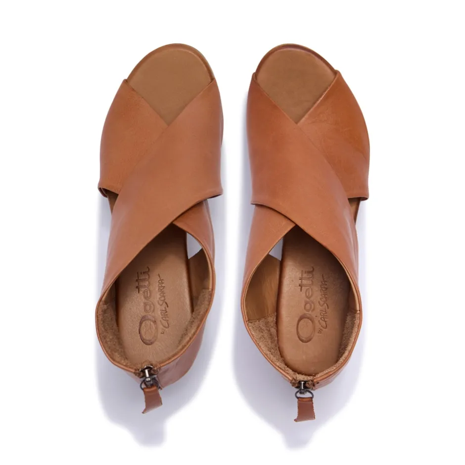 Piacere Tan Leather Crossover Sandals<Carl Scarpa Best Sale