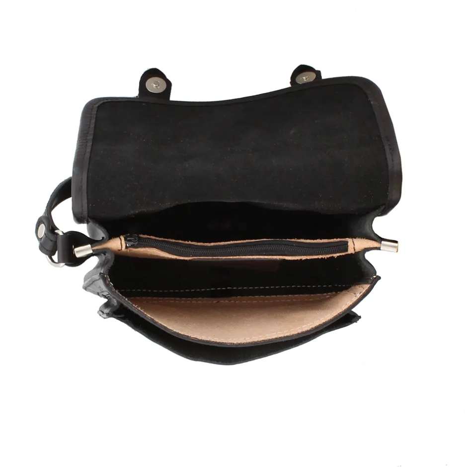 Rosario Black Italian Leather Satchel<Carl Scarpa Best Sale