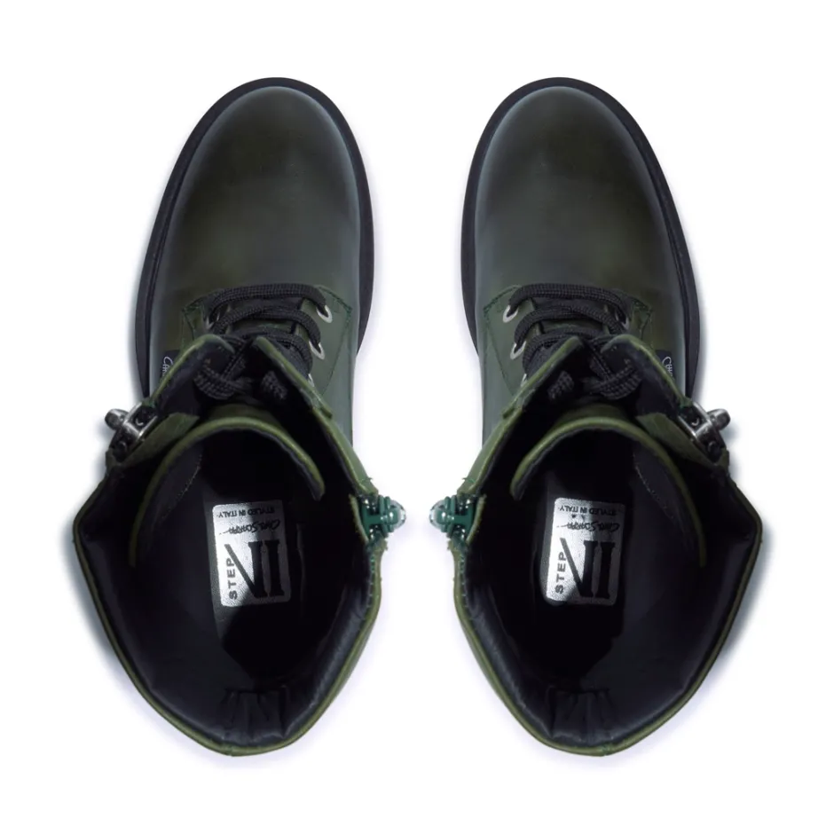Sabbati Green Leather Ankle Boots<Carl Scarpa Store