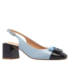 Sardinia Blue Leather Block Heel Courts<Carl Scarpa Sale