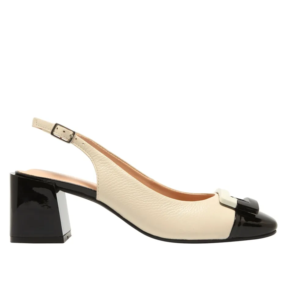 Sardinia Off White Leather Block Heel Courts<Carl Scarpa Best Sale