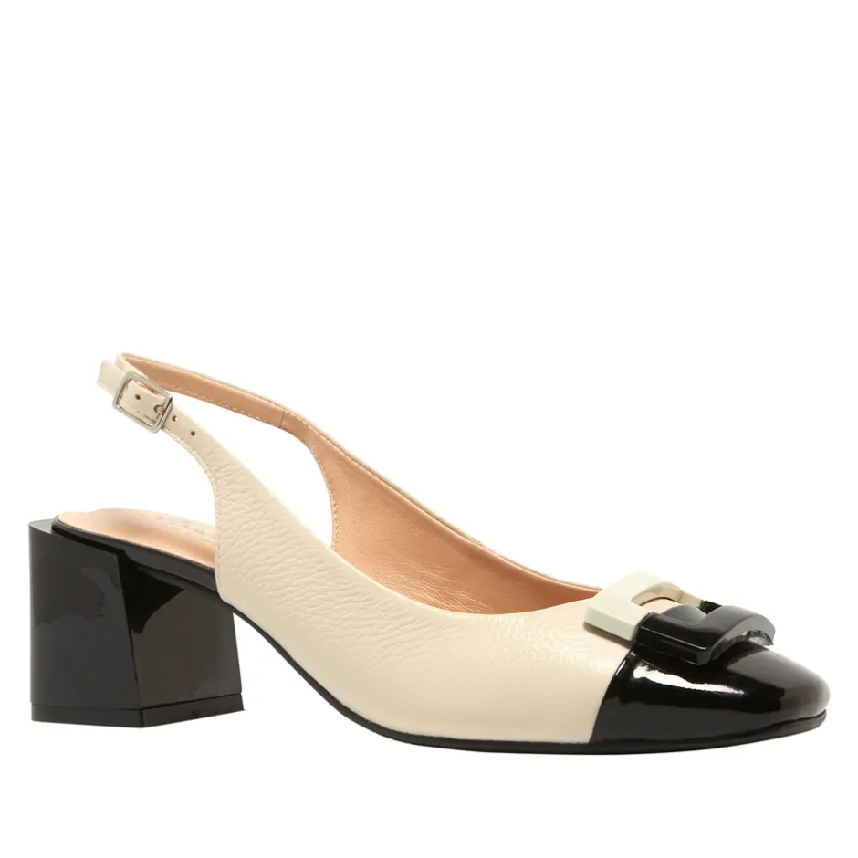 Sardinia Off White Leather Block Heel Courts<Carl Scarpa Best Sale