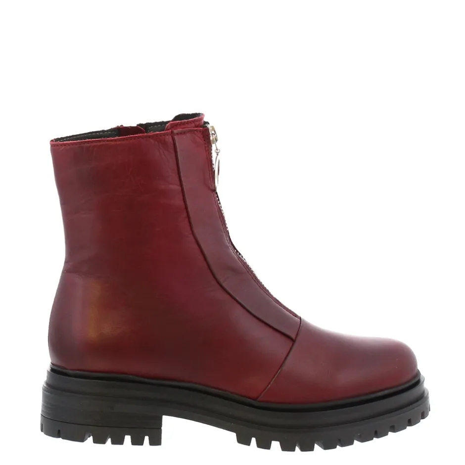 Savita Burgundy Zip-Up Leather Ankle Boots<Carl Scarpa Online