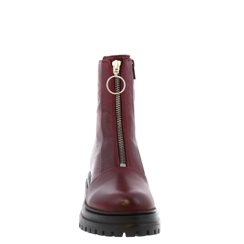Savita Burgundy Zip-Up Leather Ankle Boots<Carl Scarpa Online