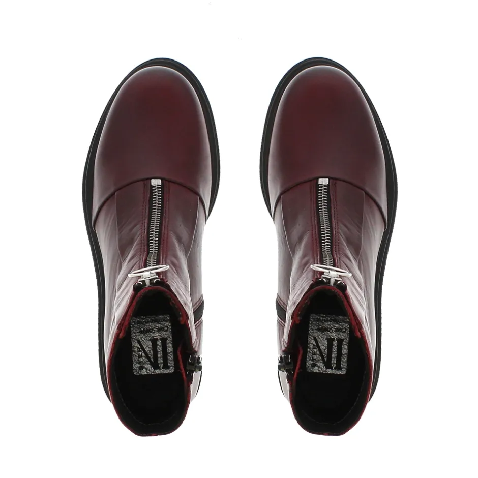 Savita Burgundy Zip-Up Leather Ankle Boots<Carl Scarpa Online