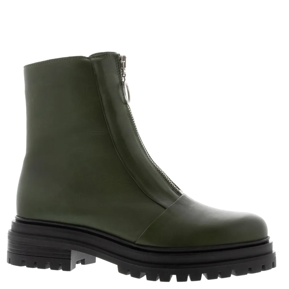 Savita Green Leather Zip-Up Ankle Boots<Carl Scarpa Fashion