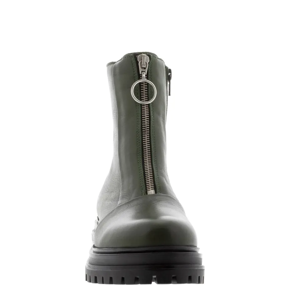 Savita Green Leather Zip-Up Ankle Boots<Carl Scarpa Fashion