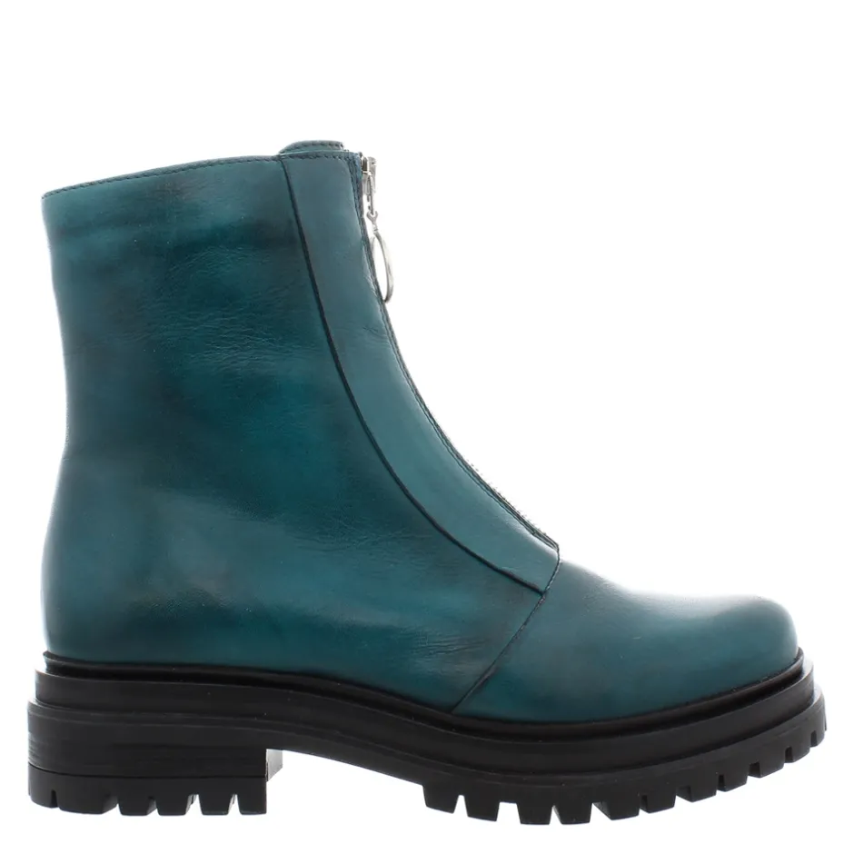 Savita Teal Leather Zip-Up Ankle Boots<Carl Scarpa Sale