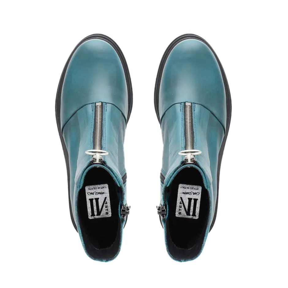 Savita Teal Leather Zip-Up Ankle Boots<Carl Scarpa Sale