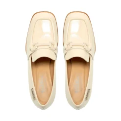 Senso Off White Leather Block Heel Loafers<Carl Scarpa Flash Sale