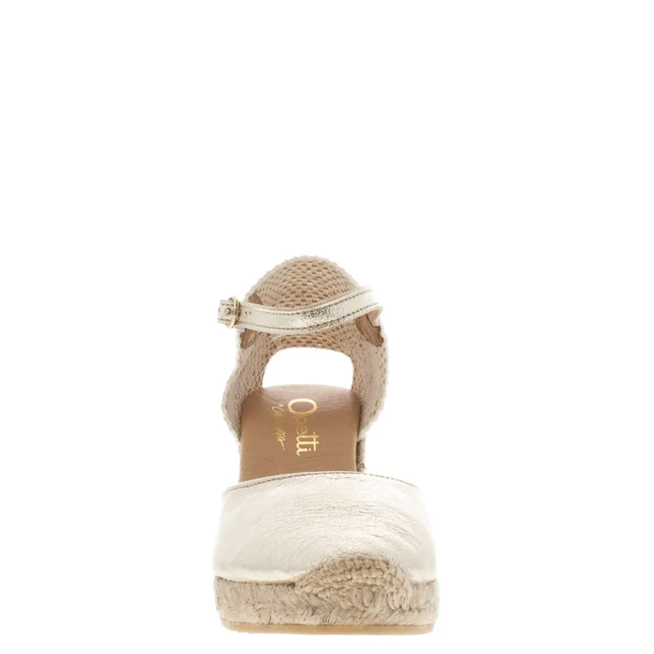 Sicily Champagne Leather Espadrille Wedge Sandals<Carl Scarpa Shop
