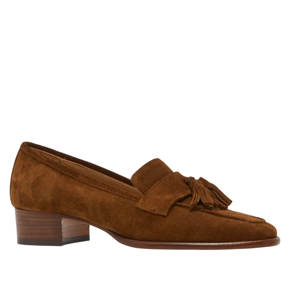 Tristini Tan Suede Low Block Heel Loafers<Carl Scarpa Cheap