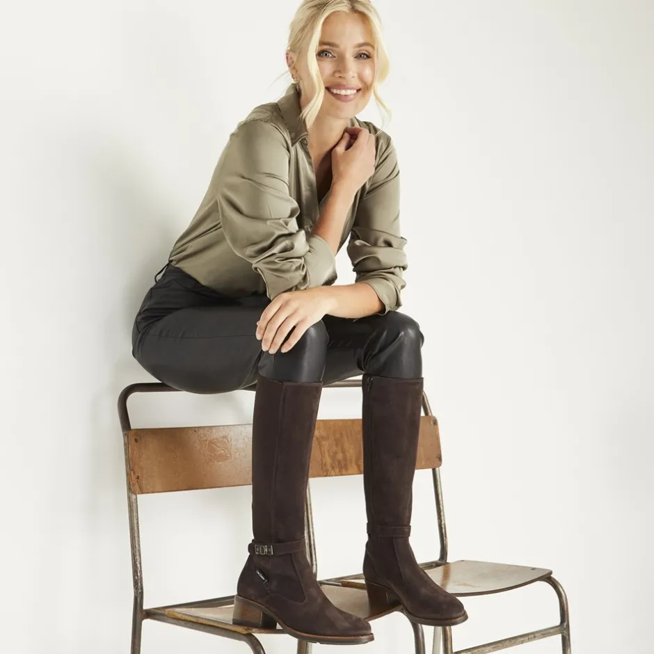 Tucci Brown Suede Chunky Knee High Boots<Carl Scarpa Cheap