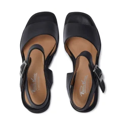 Veronne Black Leather Wavesole Sandals<Carl Scarpa Store